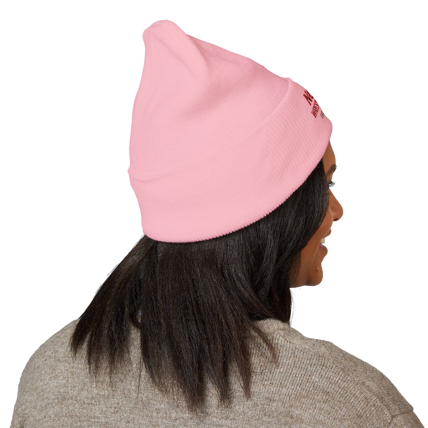 Nomad Wrestling Club Embroidered Cuffed Beanie — Classic White Knit Hat