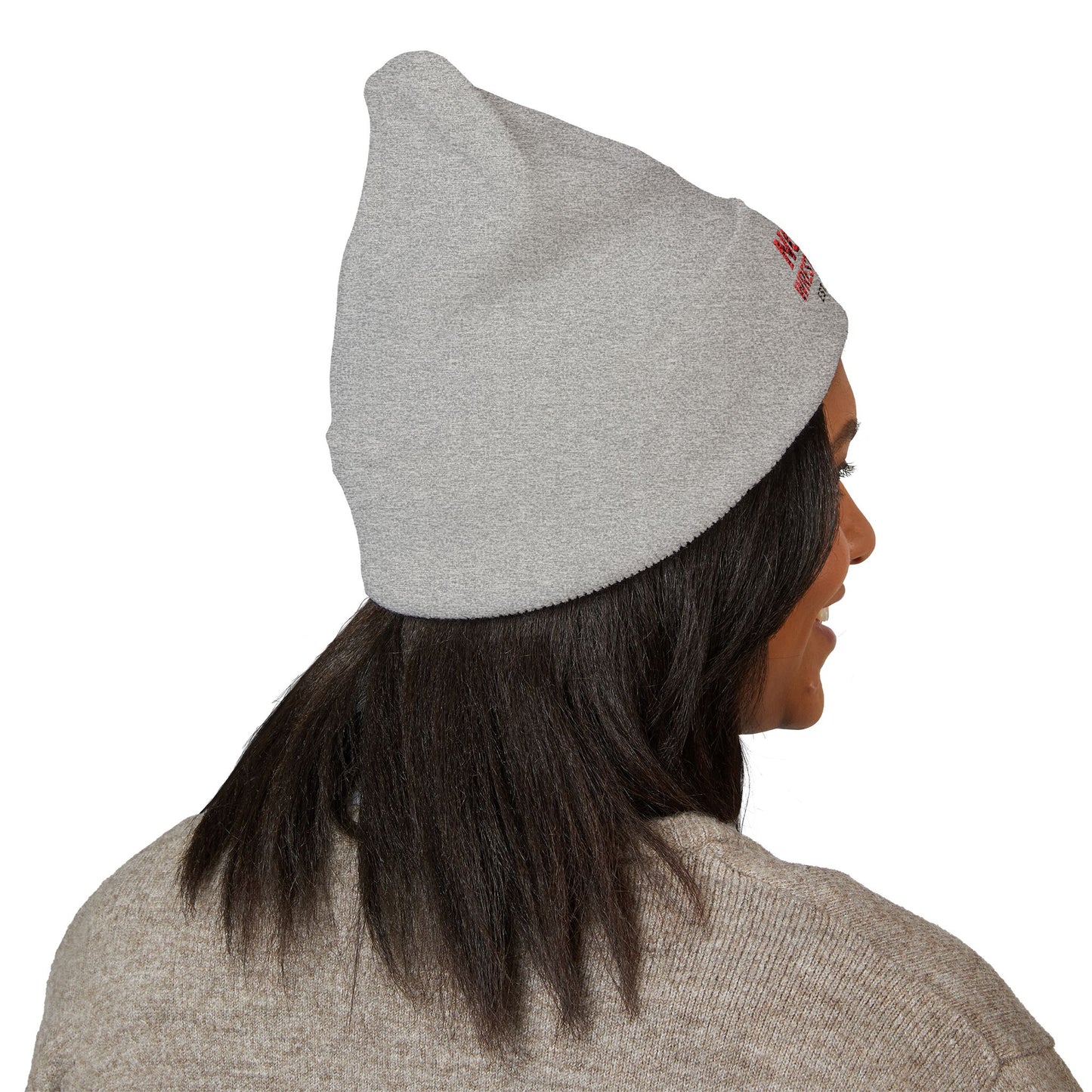 Nomad Wrestling Club Embroidered Cuffed Beanie — Classic White Knit Hat
